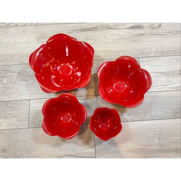 Zak! Designs Red Rose Nesting Bowls 4pc Set - Picture 2 of 11